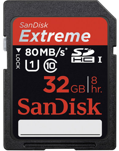 SanDisk 32GB Extreme SDHC UHS-1 (80MB/s)
